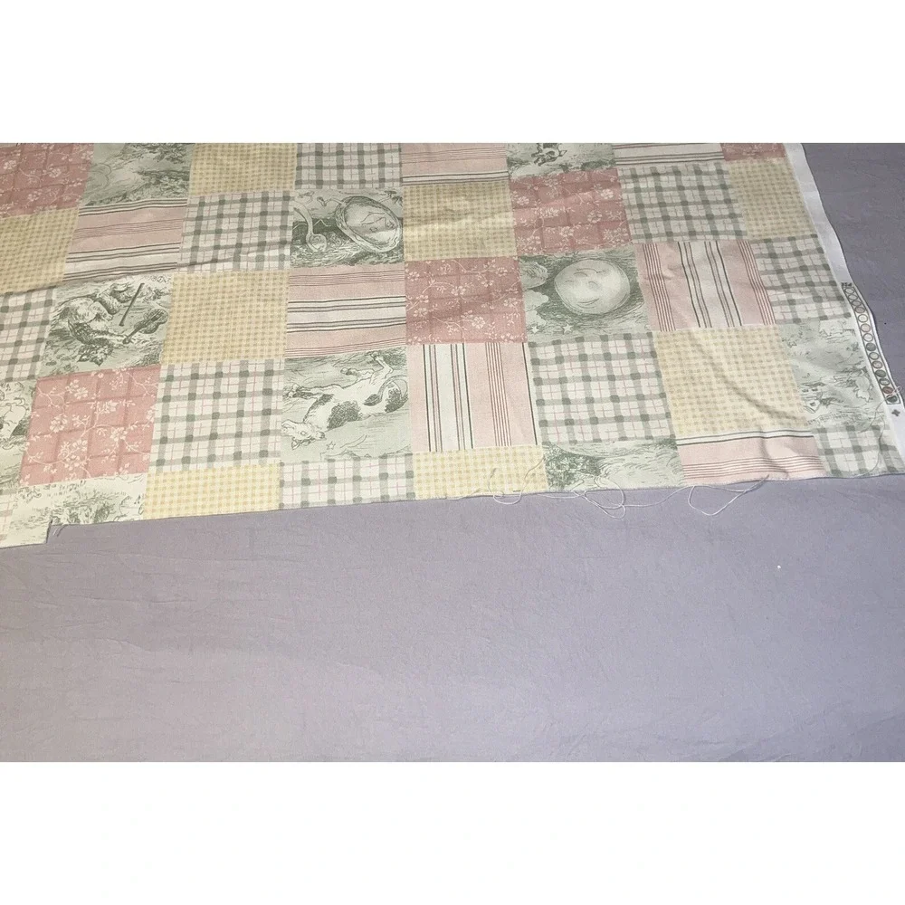 John Wolf Richloom Nursery Rhyme Patchwork Fabric Humpty Dumpty Pastel MMII Pink